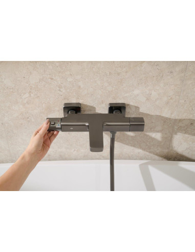 MALAGA GUN METAL PELĒKS sienas termostatiskais vannas jaucējkrāns 5754-010-61