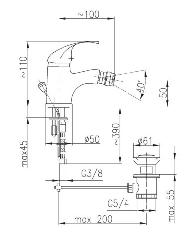 AZURYT stāvošs bidē jaucējkrāns 5517-025-00