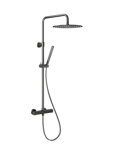 MOZA PREMIUM GUN METAL PELĒKS augšējās dušas komplekts ar termostatisko dušas jaucējkrānu 5736-920-61