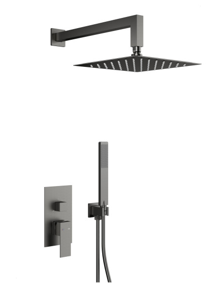 LOGON GUN METAL PELĒKS iebūvējamais dušas komplekts 5139-501-61