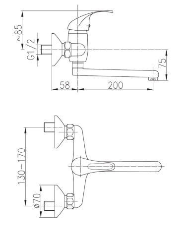 AZURYT sienas virtuves jaucējkrāna snīpis (l-200 mm) 5510-920-00