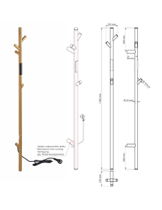 Kombineeritud käterätikuivati ​​VERTEX, 1180 mm, latt, 30 W, roostevaba teras, matt, kuldne - 1 2