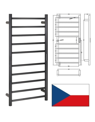 Dvieļu žāvētājs el.450x960mm 130W, Melns