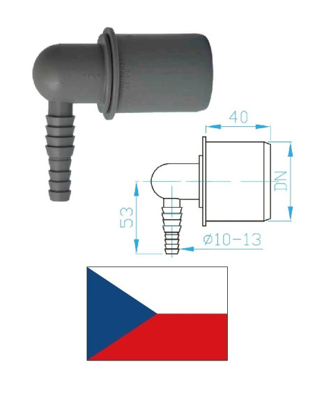 Šļūtenes savienojums (leņķa) DN40, 10-13mm