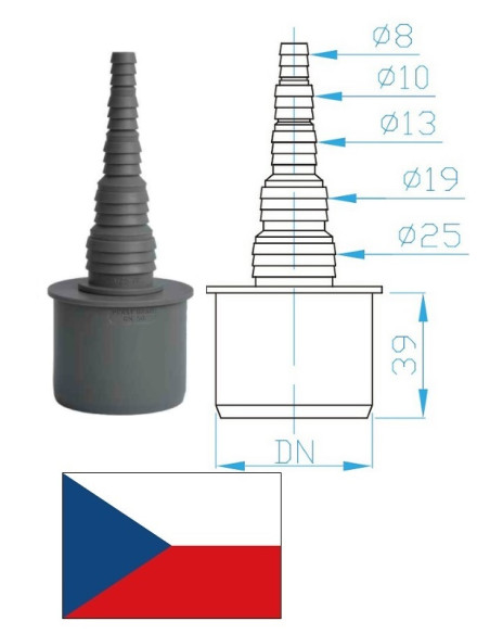 Šļūtenes savienojums (taisnais) DN32, 8-25mm