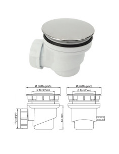Sif.dušvannai D60x11/2&quotx90 ar hrom.korķi, 7005PC0090