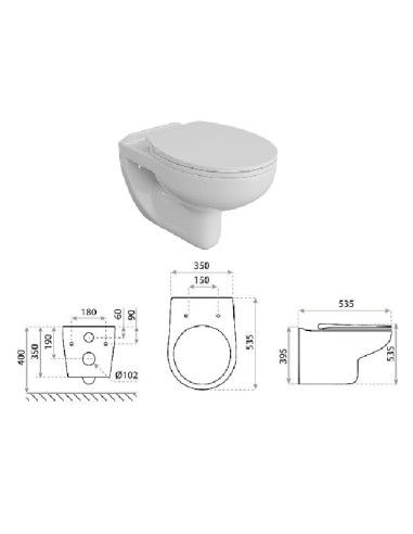 WC pods piekarināms,ar SC vāku LAVITA, ARCTIC