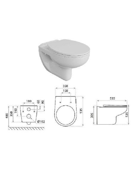 WC pods piekarināms,ar SC vāku LAVITA, ARCTIC