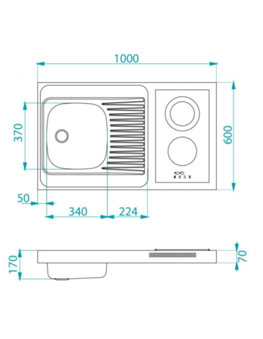ALVEUS COMBI ELECTRA 100 izlietne ar iebūvētu plīti - 1