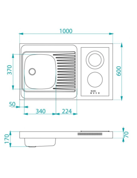 ALVEUS COMBI ELECTRA 100 izlietne ar iebūvētu plīti - 1