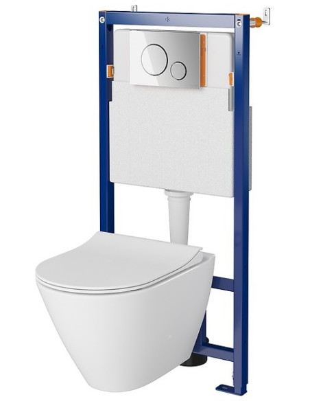 Komplekts: Cersanit B634 City tualetes pods + rāmis +  poga 0271006 Komplekts: Cersanit B634 City tualetes pods + rāmis +  poga 0271006