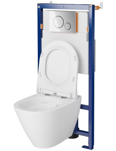 Komplekts: Cersanit B634 City tualetes pods + rāmis +  poga 0271006 2