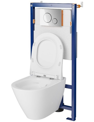 Komplekts: Cersanit B634 City tualetes pods + rāmis +  poga 0271006