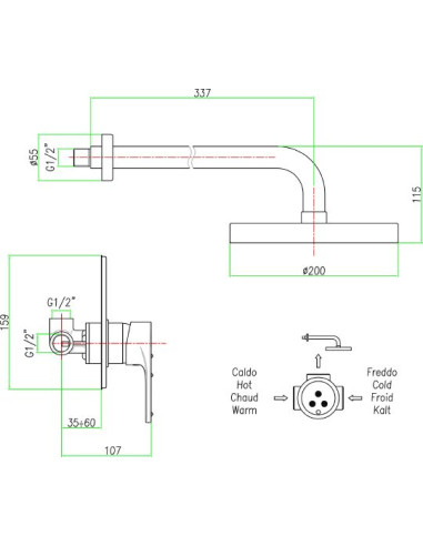 Fiore dušas komplekts Kyma Sky 78CR6516