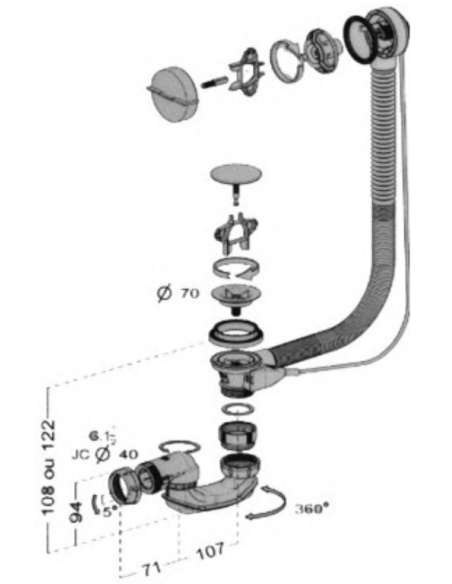 Sifons vannas automātiskais 0203617 Sifons vannas automātiskais 0203617