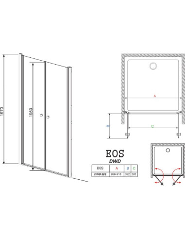 Radaway dušas durvis EOS DWD