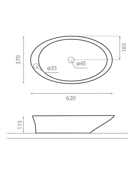 PURE Keramiskā izlietne 62x37x11.5cm, 4020