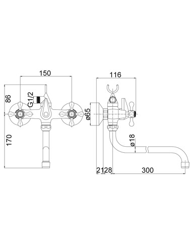 Vannas krāns ar groz.izteku MG2134/RETRO, DIVUPE