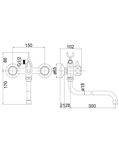 Vannas krāns ar groz.izteku MG2134 RING, DIVUPE