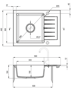 Deante virtuves izlietne Zorba 8275124 granīta melna 2