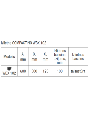 Sink for installation above the washing machine, WBX 102 60x50x11cm - 4