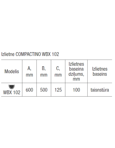 Valamu paigaldamiseks pesumasina kohale, WBX 102 60x50x11cm - 4