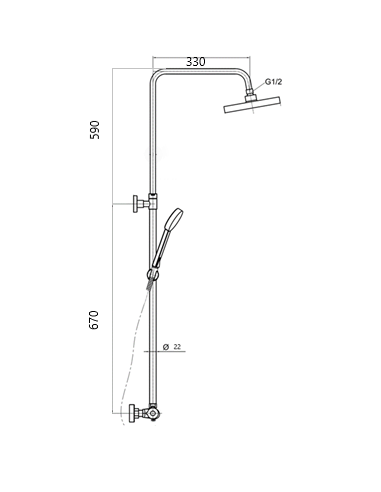 Dušas krāns-termostats ar kompl.MG2290, AMATA - 5
