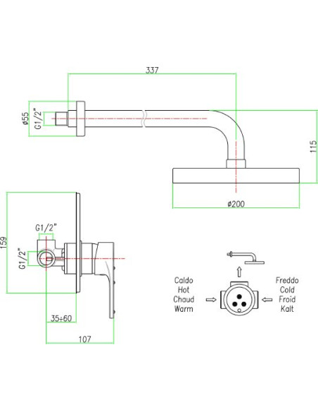 Fiore dušas komplekts Kyma Sky 78CR6516