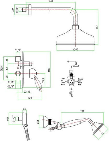 Fiore dušas komplekts Imperial 83CR5138