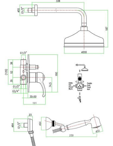 Fiore dušas komplekts Jafar 47ZZ5138