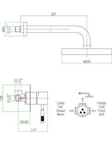 Fiore dušas komplekts Xenon 44CR7513
