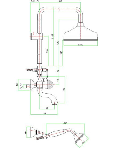 Fiore dušas komplekts XT Sky 17CR0615