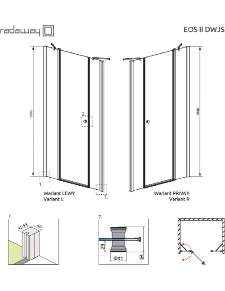 Radaway dušas durvis EOS II DWJS 120/R