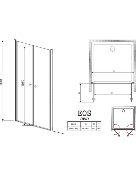 Radaway dušas durvis EOS DWD
