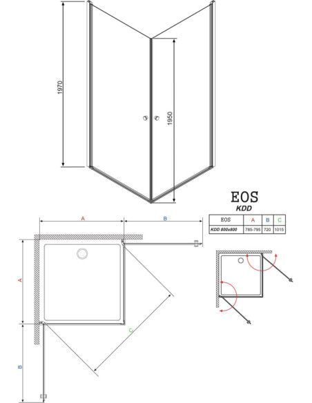 Radaway dušas stūris EOS KDD