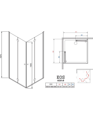 Radaway dušas stūris EOS KDD-B