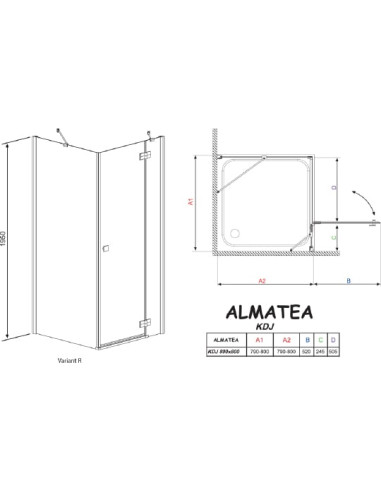 Radaway dušas stūris Almatea KDJ