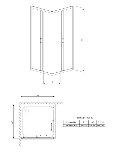 Radaway dušas stūris Premium Plus C