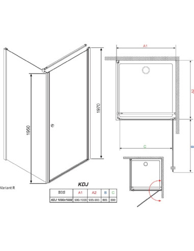 Radaway dušas stūris EOS KDJ