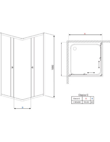 Radaway dušas stūris Classic C