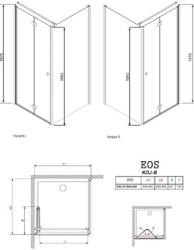 Radaway dušas stūris EOS KDJ-B