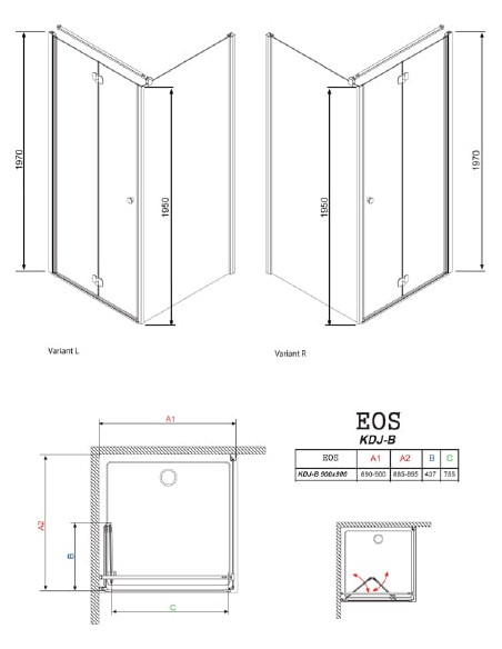 Radaway dušas stūris EOS KDJ-B