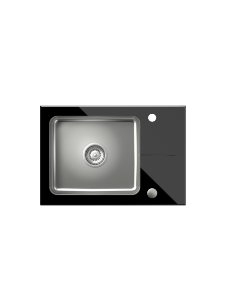 HUGH 116 Fusion GlassQ black with plug and manual siphon - 3