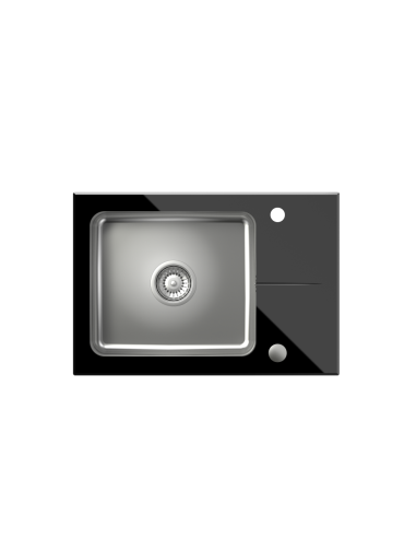 HUGH 116 Fusion GlassQ black with mixer tap Naomi, plug and manual siphon - 3