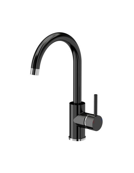 HUGH 116 Fusion GlassQ black with mixer tap Naomi, plug and manual siphon - 5