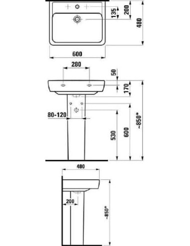 Laufen izlietne Pro 8.1895.2.000.104.1 - 4