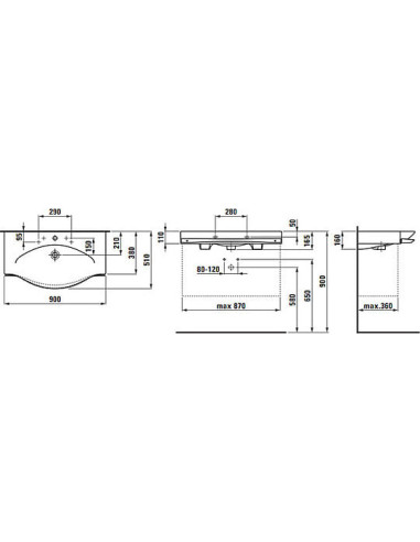 Laufen izlietne Palace 8.1270.2.000.104.1 - 4