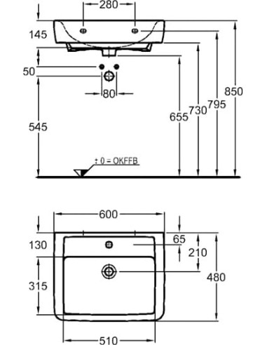 Keramag izlietne Renova Nr.1 Plan 222260
