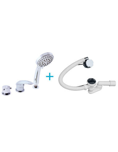 Dunaj - bath lever mixer 3-hole  - Barva chrom - velká zátka,Rozměr 1/2''