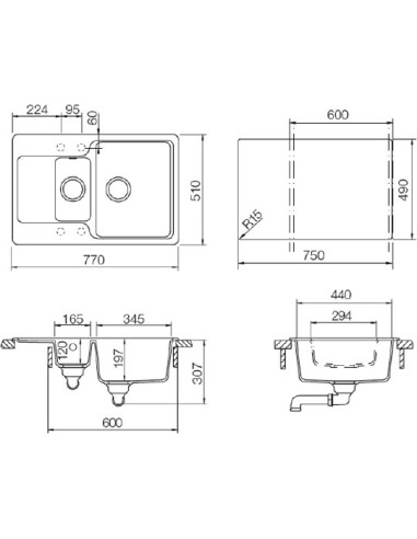 Schock virtuves izlietne Cambridge 60D